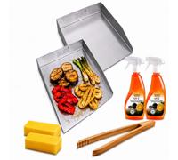 Plancha Set of 2 30 x 20 cm with Serving Edge, Compatible with Weber Traveler