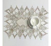 Plancholo 2 Pcs Rectangle Lace Doilies Neutral Earth Tones Placemats Vintage Rustic Macrame Place Mats for Kitchen Dining Table Decoration (12x18 Inch)