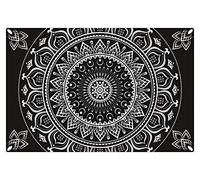 Plancholo Black Mandala Flowers Outdoor Door Mat, Front Door Rubber Lined Entrance Carpet, All-Weather Exterior Door- 23.6 x 15.7 Inch