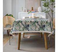 Plancholo Boho Jacquard Tablecloth with Tassels 55x71 Inch Floral Pattern Rectangle Table Cloth for Kitchen Dining Party