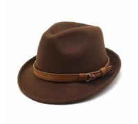 Plancholo Classic Jazz Hat Winter Fedoras Panama Hat Dress Fedora Hat with Belt for Men & Women Porkpie Hats Brown