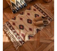 Plancholo Cotton Tufted Area Carpet with Tassels, Boho Area Rug Runner for Living Room Bedroom Laundry Room Entryway 60x90cm