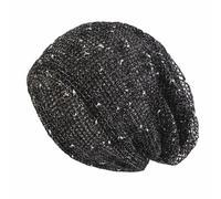 Plancholo Flower Skullies Beanies Lace Bonnet Cap Casual Beanies Hat Chemo Cap for Women Black
