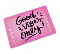 Plancholo Good Vibes Only Entrance Floor Mat Indoor Outdoor Doormat, Front Door Mat Door Rugs for Entryway for Indoor and Outdoor Use, Low Carpet Mats,Pink,23.6 X 35.4 Inches