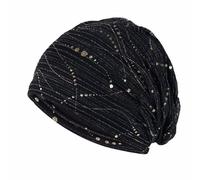 Plancholo Lace Chemo Turban Women Headwear Beanie Chemo Cap Chemo Headwear with Sequin Black