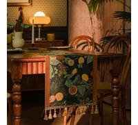 Plancholo Lemon Table Runner 47 Inches Long Jacquard Table Runner with Multi-Tassels for Kitchen Dining Table Decoration (14x47 Inches)