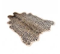 Plancholo Leopard Print Rug Faux Fur Rug Hide Area Rug, 3.1ft X 3.3ft, Suitable for Bedroom Living Room Western Decor, Faux Fur Animal Cow Hide Carpet, Black Brown