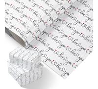 PlandRichW I Love you Wrapping Paper - 6 Pre-Folded Sheets, Repeating Heart Design for Gift Giving, Valentines, Anniversaries, Birthdays - 20 x 29 Inch