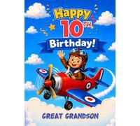 Plane Aeroplane Pilot Kids 10th Birthday Card for Great Grandson