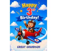 Plane Aeroplane Pilot Kids 3rd Birthday Card for Great Grandson