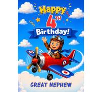 Plane Aeroplane Pilot Kids 4th Birthday Card for Great Nephew