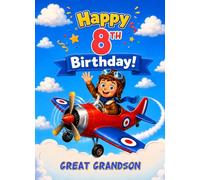 Plane Aeroplane Pilot Kids 8th Birthday Card for Great Grandson