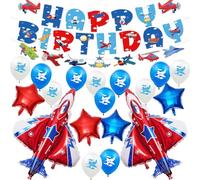 Plane Birthday Decorations for Boys,Airplane Balloons Birthday Banner,Plane Party Decoration Set for Plane Theme Party and Baby Shower Supplies