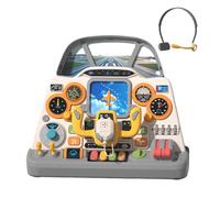Plane Cockpit Toy - Aircraft Control Panel Activity Board, Interactive Light Sound Play Kit, Early Learning Aviation Toy For Nursery, Kindergarten, Indoor Home, Playroom & Children Fun