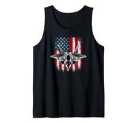 Plane Fighter Jet War Combat Airplane Pilot US Flag Tank Top