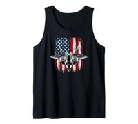 Plane Fighter Jet War Combat Airplane Pilot US Flag Tank Top