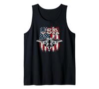 Plane Fighter Jet War Combat Airplane Pilot US Flag Tank Top