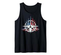 Plane Fighter Jet War Combat Airplane Pilot US Flag Tank Top