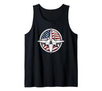 Plane Firefighting Jet War Combat Airplane Pilot US Flag Tank Top