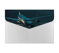 Plane Flying at Night File Folder 6-Pocket, Waterproof Accordion File Organizer with Snap Closure, Expanding Document Holder for Office, Home