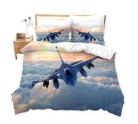 Plane Flying Bedspread Cover Single Size for Kids Child Teens Men Tower Pattern Decoration Airplane Print Comforter Cover with 1Pillow Shams Zipper Ultra Soft Microfiber Hot Air Balloon Quilt Cover