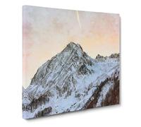 Plane Flying Over The Mountains Canvas Print | Gallery Wrapped 30mm Frame Wall Art | 20x20 inches | Ready to Hang | Modern Landscape Picture | Living Room Bedroom Lounge Office