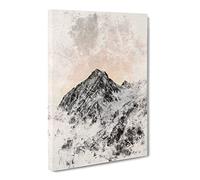 Plane Flying Over The Mountains Watercolour Canvas Print | Gallery Wrapped 30mm Frame Wall Art | 20x14 inches | Ready to Hang | Modern Landscape Picture | Living Room Bedroom Lounge Office
