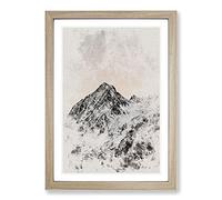 Plane Flying Over The Mountains Watercolour Framed Print | A2 Oak Framed Wall Art | Ready to Hang | Modern Vehicle Picture | Living Room Bedroom Lounge Office