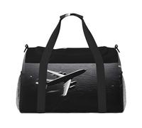 (Plane Flying Over The Sea) Durable Twill Travel Tote Bag Large Capacity Handheld & Crossbody Bag for Weekend Trips,Sports,and Outdoor Activities