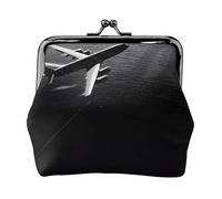 Plane Flying Over The Sea Full Double-Sided Printed Pattern Women's and Girls' Fashionable Leather Kiss Lock Coin Purse Card Bag