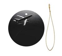 Plane Flying Over The Sea Print Christmas Tree Ceramic Hanging Round Shaped Christmas Tree Pendants Family Gatherings Holiday Party Decor.