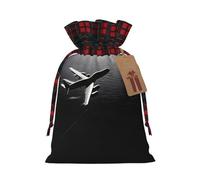 Plane flying over the sea -Print Multi-Colored Burlap Drawstring Pouches, Eco-Friendly Bags For Parties Wedding Favors Packaging S Size