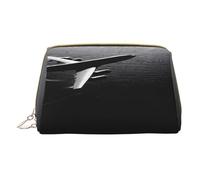 (Plane Flying Over The sea) Print Pu Leather Makeup Bag with Zipper Pocket Compact Organizer for Travel/Purse