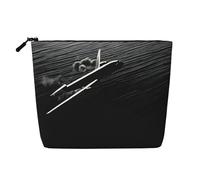 Plane Flying Over The Sea - Themed Makeup Bag - Waterproof Hemp Cosmetic Pouch for Travel, Daily Use & Gifts (9.5x6.7x2in)