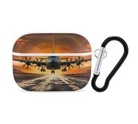 Plane Landing On Runways Airpod Pro Case AirPods 2 Case for Women Hard Shell Protective Cover with Carabiner Keychain Compatible with AirPods Case 2nd 1st Generation, Front LED Visible White