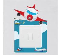 Plane Light Switch Surround Sticker Aeroplane Helicopter Flights Space Child Decal Wall Art Sticker Vinyl Kids Boys Girl Bedroom Room Decor