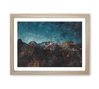 Plane Over Mountains In Spain Painting Modern Art Framed Wall Art Print, Ready to Hang Picture for Living Room Bedroom Home Office Décor, Oak A2 (64 x 46 cm)