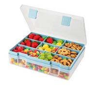 Plane Snack Box with Removable Dividers Trays, Large Clear Plastic Organizer Bins for Snack,Cosmetics,Tackle,Pantry,Office, Craft Supplies, Stackable Containers for Home Organization (30*23.5*8cm)