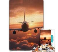 Plane Sunset Adult Jigsaw Puzzle 1000pcs (52x38cm) Challenge | Relaxing indoor pastime around the table for patient puzzling.