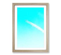 Plane Trails in The Sky in Abstract Framed Print | A2 Oak Framed Wall Art | Ready to Hang | Abstract Vehicle Picture | Living Room Bedroom Lounge Office