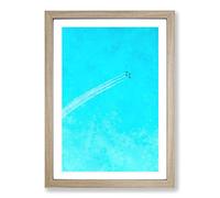 Plane Trails in The Sky Painting Framed Print | A2 Oak Framed Wall Art | Ready to Hang | Modern Vehicle Picture | Living Room Bedroom Lounge Office
