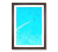 Plane Trails in The Sky Painting Framed Print | A2 Walnut Framed Wall Art | Ready to Hang | Modern Vehicle Picture | Living Room Bedroom Lounge Office