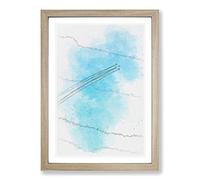Plane Trails in The Sky Sketch Framed Print | A2 Oak Framed Wall Art | Ready to Hang | Modern Vehicle Picture | Living Room Bedroom Lounge Office