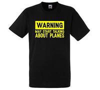Planes Funny Gift Premium T Shirt - Warning May Start Talking About top tee Present Aeroplane 9 (Adult Medium, Jet Black)