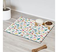 Planes Trucks Cartoon Pet Feeding Mat for Cat Dog Water Bowl Food Mats Trains Cartoon Pet Feeding Mats Absorbent Nti-Slip Contain Spills Protects Floors Placemat 30.4 x 50.8 cm