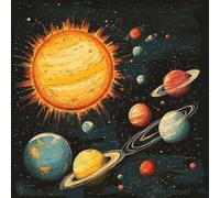 Planet 5D Diamond Art Kits, Starry Sky Diamond Art for Beginners Adults, DIY Cross Stitch Embroidery Crafts Pictures, DIY Round Full Drill Crystal Kits, for Home Wall Decor, Gifts, 24x24in E-9074