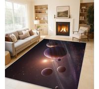Planet Area Rugs for Living Room, Galaxy Universe Star Rugs for Bedroom 80x120cm, Machine Washable Carpet, Non Slip Soft Low Pile Patterned Indoor Rug QAZ20