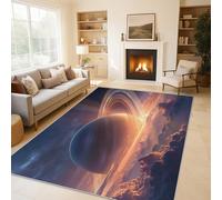 Planet Area Rugs for Living Room, Universe Galaxy Rugs for Bedroom 80x120cm, Machine Washable Carpet, Non Slip Soft Low Pile Patterned Indoor Rug QAZ22