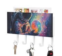 Planet Astronauts Funny Key Holder Wall Mount Organizer with 5 Key Hooks Self Adhesive Key Hanger Rack Decor