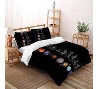 Planet Bedding Set Theme Bedspread Space Theme Duvet Cover Set Microfiber Comforter Cover Universal for All Seasons Pillowcase Double（200x200cm）